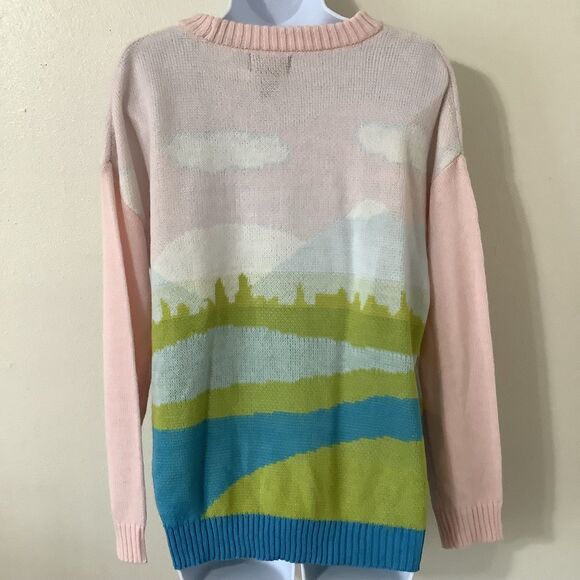 Just Polly Fairy Kei Kawaii Girly Novelty Landscape Cottagcore Knit Sweater S - Picture 6 of 10
